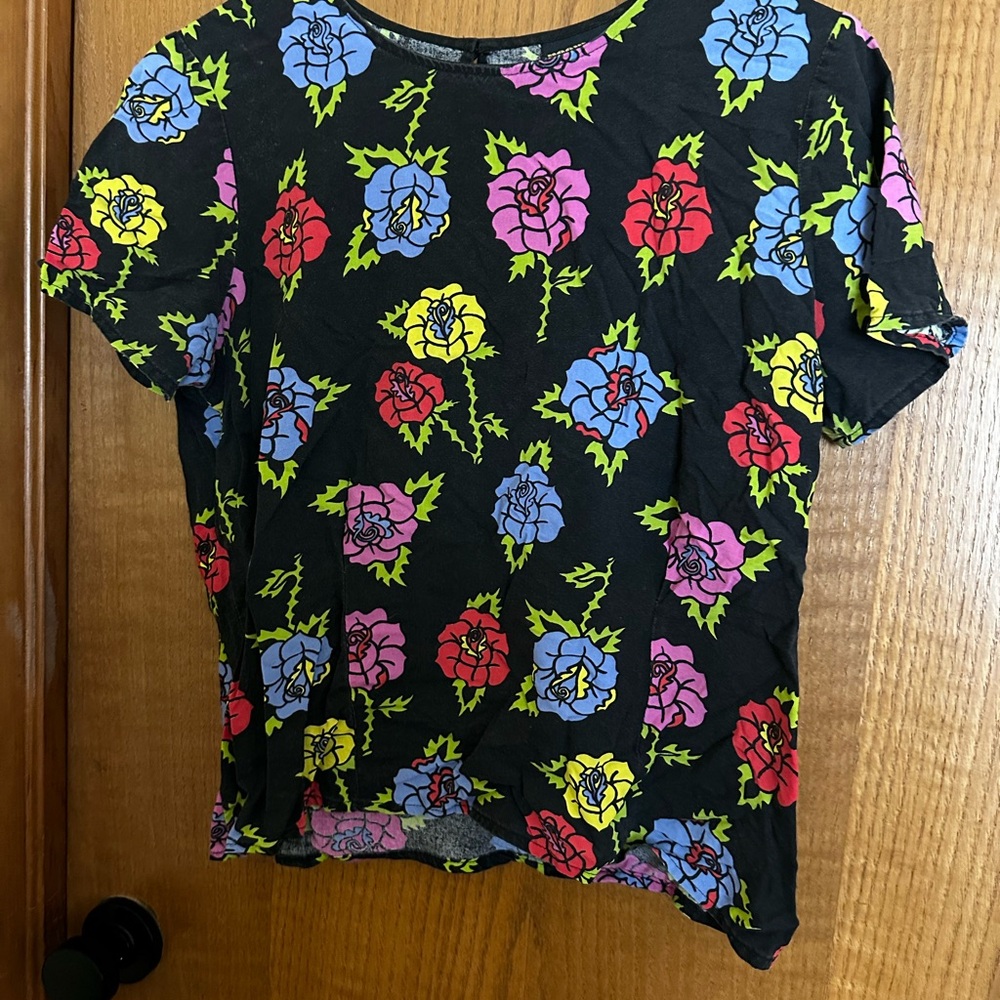 Floral Black Top